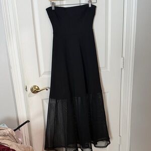 Lulu's Black Strapless Evening Dress with Mesh Hem size small